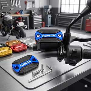 NMAX 155 125 오토바이 브레이크 오일 탱크 뚜껑 개조용 CNC 알루미늄 합금 오일 리저버 캡 커버 - Product Image 4
