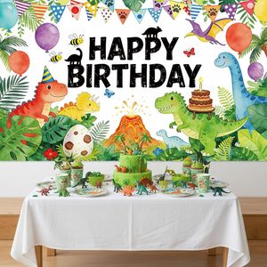 Decoración de Fondo <span class=keywords><strong>para</strong></span> Cumpleaños de Dinosaurios, Pancarta con Diseño de Selva y Bosque Tropical, Decoración <span class=keywords><strong>para</strong></span> Mesa de Pastel de Dinosaurios <span class=keywords><strong>para</strong></span> Niños y Niñas - Product Image 3