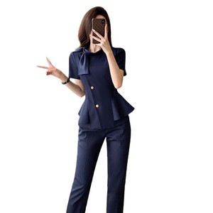 Women's Professional Suit Set Polyester Three-Quarter Sleeve Comfortable Workwear For Office And Beauty Salon Summer 2025 - Product Image 5