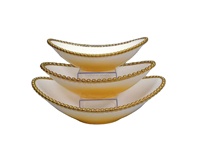 Assiette de service moderne en céramique à bord doré, motif floral, style INS, pour plat principal, ensemble de vaisselle en céramique moderne