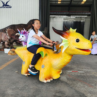 Coche Eléctrico Andador de Dragón para Niños, Scooter de Dinosaurio Animatrónico con Cabeza, Boca y Cola Móviles para Parque de Atracciones
