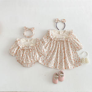 2026년 신상 봄가을 아기 롬퍼 여아 꽃무늬 달콤하고 귀여운 긴팔 공주 드레스 자매룩 - Product Image 4