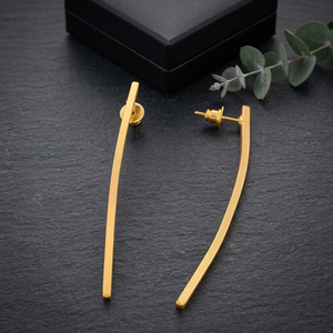 Pendientes de botón de latón chapado en oro hechos a mano por Soumya Creation, geométricos, unisex, modernos, para fiestas, joyería de moda. - Product Image 2
