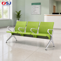 Banc d'attente pour hôpital avec coussin en polyuréthane et structure en acier thermolaqué pour clinique, aéroport, gare ferroviaire