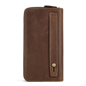 Sac de toilette et de maquillage en cuir véritable pour homme, pochette de voyage portable à fermeture éclair durable, sac de toilette de voyage réutilisable en gros - Product Image 6