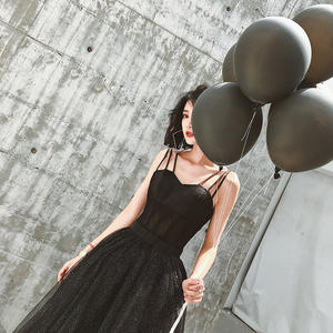 เซ็กซี่สีดำเลื่อมสปาเก็ตตี้สายรัดประกวดชุดราตรี<span class=keywords><strong>2019</strong></span>ใหม่หวานใจพรรคประกวดยาวพรหมจูเนียร์ชุด - Product Image 3