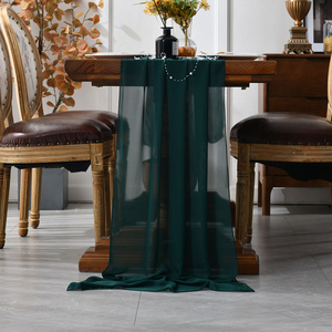 Chemin de table en coton tissé vert émeraude pour mariages et fêtes - Product Image 3
