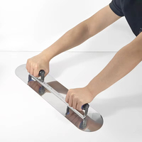 Truelle en acier inoxydable avec manche en plastique bleu confortable, outil de plâtrage durable pour les travaux de construction