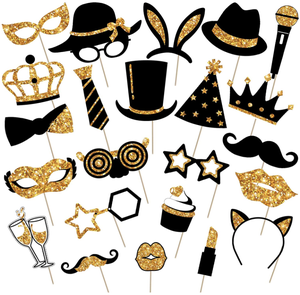 Paquete de Accesorios para Fotos de Fiesta de Disfraces, Sombreros, Gafas, Lápiz Labial, Corbata, Corona para Cumpleaños, Bodas, Año Nuevo, Graduaciones - Product Image 6