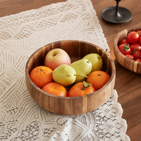 Bol en bois d'acacia massif empilable et écologique, rond, pour servir des fruits et des salades, idéal pour les restaurants et la maison