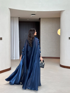 LEDUO Elegant Casual Party Ramadan Eid Handmade Shiny Satin Organza Muslim <b>Women</b> <b>Abaya</b> - Product Image 2