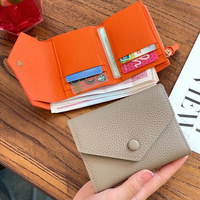 Dompet wanita kecil kulit asli 100% dompet tempat kartu amplop mewah lipat tiga dompet wanita pendek koin ritsleting serbaguna
