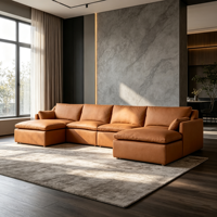 Ensemble de canapés modulaires en cuir de luxe, combinaison personnalisable pour grand salon, mobilier de maison