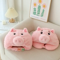 Vente en gros de pyjamas personnalisés pour enfants et femmes, couverture et jeté, oreiller en forme de U, chapeau en peluche, couverture avec capuche, forme de cochon