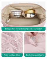 Sac de maquillage de voyage pour femmes, en polyester rembourré, fermeture éclair, pliable, résistant à l'eau, organiseur de maquillage portable