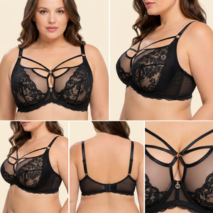 Soutien-gorge en dentelle sexy et élégant pour femme avec détail nœud et structure à armatures robustes - Product Image 4