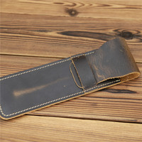 Ya488 Étui à crayons et pochette à stylos en cuir rectangulaire classique vintage fait main pour garçons et filles, pour l'école
