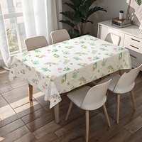 Nappe de table rectangulaire RNPT à feuilles vertes, en toile cirée, durable, facile à nettoyer, pour les fêtes de Pâques