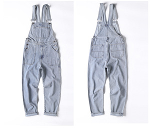 <span class=keywords><strong>Salopette</strong></span> en jean rétro américaine en coton pour hommes et femmes, <span class=keywords><strong>grande</strong></span> <span class=keywords><strong>taille</strong></span>, pantalon <span class=keywords><strong>de</strong></span> <span class=keywords><strong>travail</strong></span>, bretelles, coupe ample, streetwear, jean baggy à jambe large et droite - Product Image 6