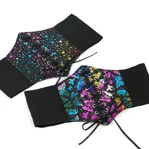 Ceinture large de papillon d'impression de bandage au néon à la mode pour des dames ceinture décorative de papillon coloré