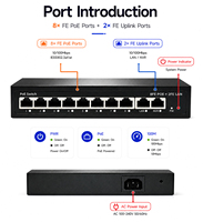 Switch PoE Fast Ethernet de 8 Puertos, 2 Puertos Uplink, 120W, Sin Administración, IEEE802.3af/at, Switch Power Over Ethernet para CCTV
