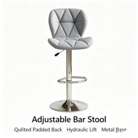 Le design moderne du tabouret pivotant avec coussin en PU convient pour les petits-déjeuners à la maison, dans les bureaux ou les restaurants