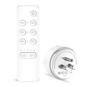 Wireless 100-Meter Remote Control Smart Power Socket Plug PC Material IP54 Level AC Network 15A Rated Short Circuit Protection