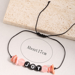 Pulsera Trenzada con Letras en Inglés de Energía Positiva Minimalista, <span class=keywords><strong>la</strong></span> Más Vendida, para Parejas, <span class=keywords><strong>Amistad</strong></span>, Hecha a Mano - Product Image 2