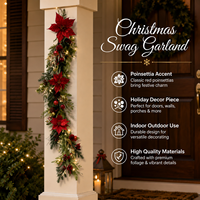 Guirlande de Noël suspendue en PE, décorations florales artificielles avec baies, décoration festive pour porte et mur