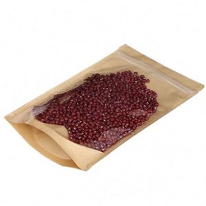 Sac en papier kraft brun écologique pour aliments avec fermeture éclair transparente 10x15cm, pack promotionnel - Product Image 1