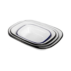 <span class=keywords><strong>Plat</strong></span> à tarte rectangulaire en émail blanc de qualité alimentaire non toxique avec bord noir, 16 cm, 18 cm, 20 cm, 22 cm, 24 cm, 26 cm - Product Image 6