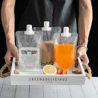 Pochette Doypack transparente réutilisable de 300 ml avec bec verseur, emballage plastique transparent de qualité alimentaire pour jus et boissons lactées
