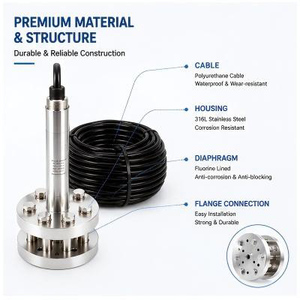Capteur de niveau d'eau submersible IP68 pour eaux usées, anti-colmatage, en acier inoxydable 316L, sortie 4-20mA, haute précision - Product Image 2
