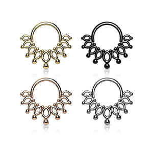 Anillos de Nariz de Acero Inoxidable, Anillo Segmentado Articulado con Pétalos, Anillo para Septum, Joyería para Piercings, Joyería Corporal con Diseño de Loto - Product Image 1