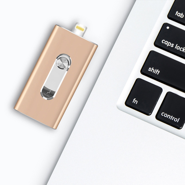 USB Flash Drive for iPhone 64GB USB/Lightning/Micro USB 3 in 1 Photo Stick LOMYGUS OTG Memory Stick