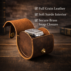 Étui de voyage de luxe gris en cuir véritable à 1 emplacement pour montre, avec coussin coulissant, pour homme - Product Image 2
