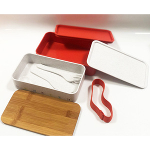 Bamboo Bento Box Student Portable Lunch Box Set Stackable Rectangle With Bamboo Lid Environment Friendly - Product Image 4