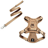 Harnais, collier, laisse et porte-sac à déjections pour animaux de compagnie en coton spatial, ensemble 4 pièces avec boucle à double verrouillage