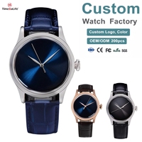 Montre automatique pour homme de haute qualité, personnalisée ODM, boîtier en acier inoxydable 316L massif, vintage, verre saphir bombé, mécanique, minimaliste