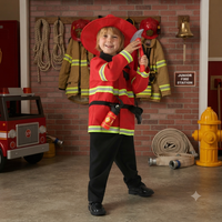 Kinder-Feuerwehrmann-Kostüm: Rote Jacke, Helm, Hose & Zubehör - Deluxe Kleinkind-Feuerwehrmann-Outfit für Verkleidungen & Partys