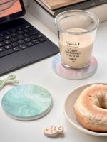 Sous-verre en diatomite à motif marbré fluide, absorbant rapidement l'eau, antidérapant, résistant à la chaleur, pour la décoration de la table à café ou à thé à la maison