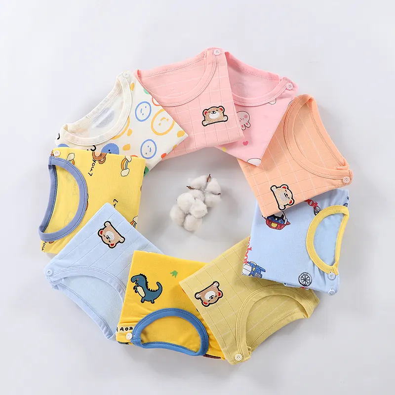 Comfortable kids pajamas sets Four seasons Cartoon print baby clothes sets Unisex Kids baby pyjamas boys
