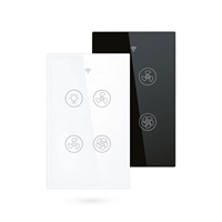 Interrupteur mural tactile intelligent Tuya 2.4G WiFi+RF433, contrôleur de ventilateur de plafond et d'éclairage, contrôle par application Smart Life, programmation de l'horloge