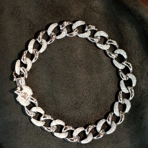 Aazuo-pulsera de cadena cubana de oro macizo de 18 quilates con diamantes naturales para hombre y mujer, joyería de lujo para uso diario, Au750 - Product Image 3