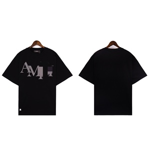 T-shirts à col rond imprimés avec motif de lettres, de haute qualité, 100% coton, de la marque Amirys, pour hommes et femmes - Product Image 3