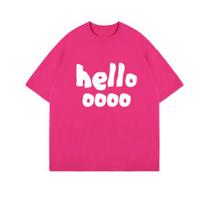 2025 estate <span class=keywords><strong>abbigliamento</strong></span> donna rosa rossa girocollo t-Shirt all'ingrosso manica corta stile Casual semplice Designer <span class=keywords><strong>Hello</strong></span> Letter Shirt - Product Image 1