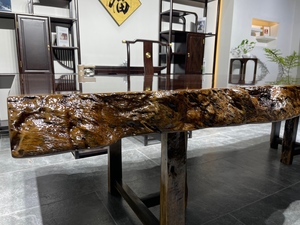 Tavolo di Lusso <span class=keywords><strong>in</strong></span> <span class=keywords><strong>Legno</strong></span> Massello di Ebano - <span class=keywords><strong>Lastra</strong></span> Naturale con Bordo Vivo per Sala da Pranzo Opulenta e Arredamento Direzionale - Product Image 4