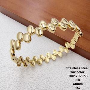 <span class=keywords><strong>XUPING</strong></span> Brazalete Abierto de Acero Inoxidable Chapado en Oro de 14K con Cuentas Ovaladas, Joyería Geométrica Boho para Mujer - Product Image 1