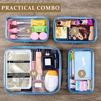 4 pochettes transparentes à fermeture éclair et sacs de voyage en plastique pour couches et cosmétiques (bleu)