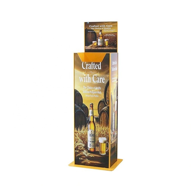 Factory Custom Auto Lifting Floor POS Metal Beer Display Rack for Retail Store Bar Supermarket